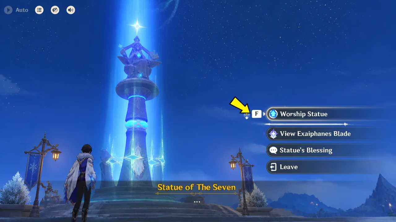genshin-impact-how-get-upgrade-refine-exaiphanes-blade-traveler-sword-snezhnaya-statue-of-the-seven-location - statue of the seven