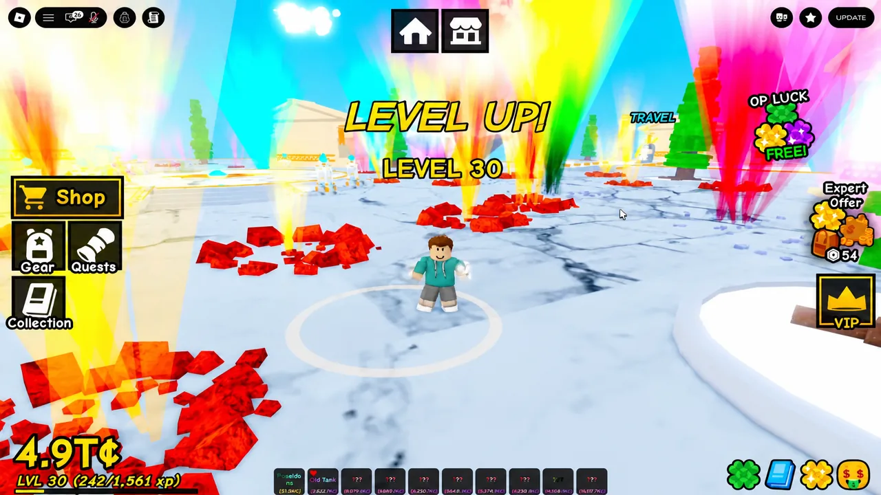 LEVEL UP! LEVEL 30 banner appearing on screen in Dig & Clean