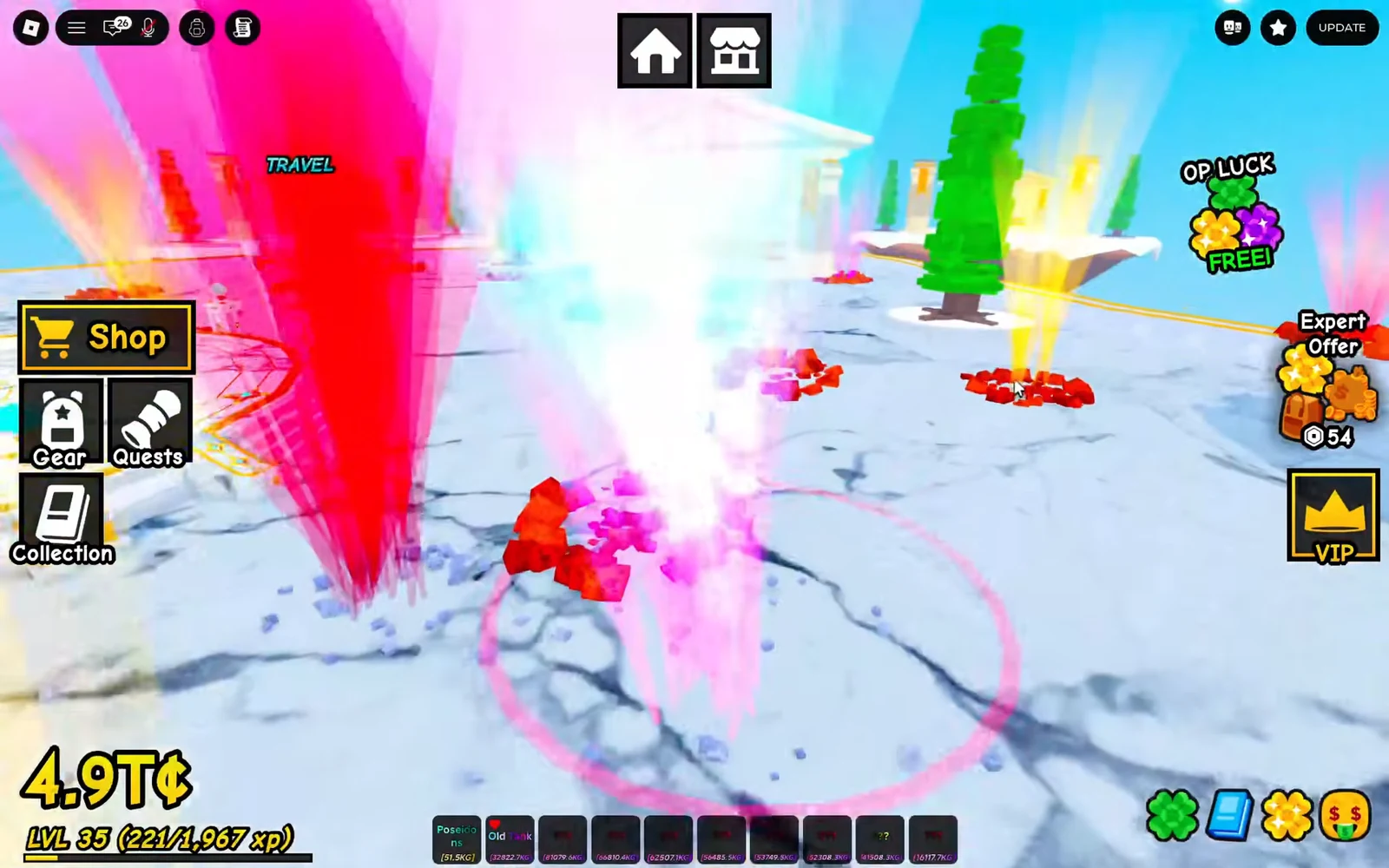 Dig & Clean gameplay screen with the Shop button highlighted on the left-hand menu