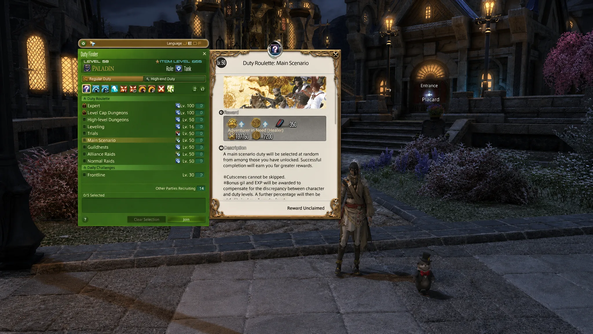 A Final Fantasy XIV player character in the early game