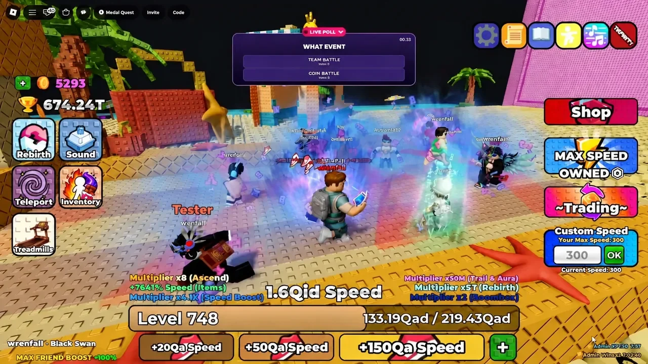Live poll menu asking players to pick between Team Battle and Coin Battle