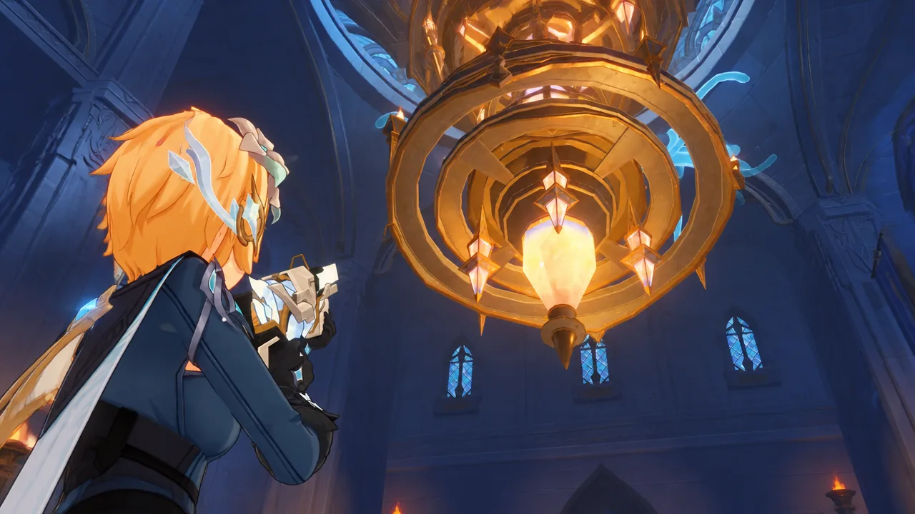 genshin-impact-how-to-find-way-to-open-the-door-to-the-royal-hall-puzzle-solution-guide-statue-how-push-statue - shoot torch again