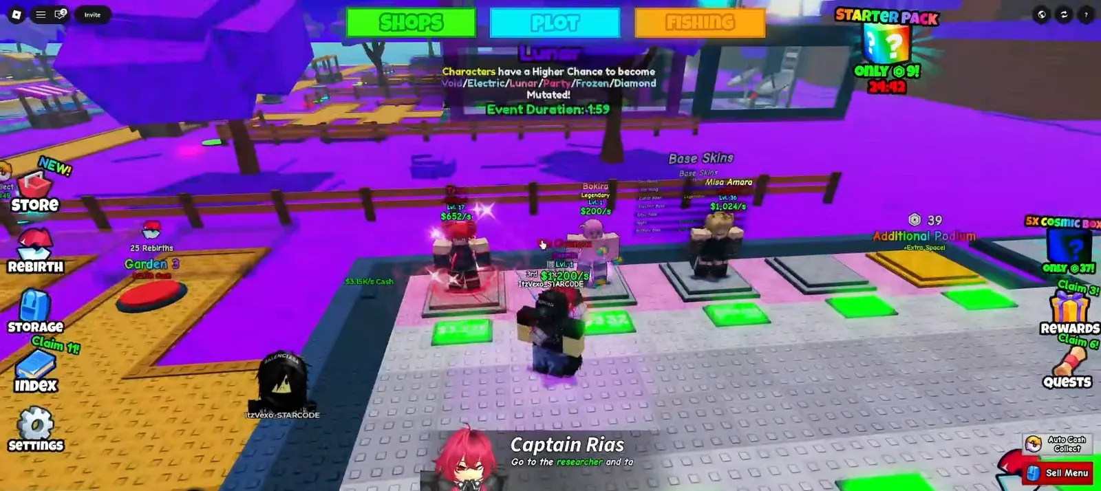 Captain Rias tutorial prompt on the plot screen pointing the player to the researcher