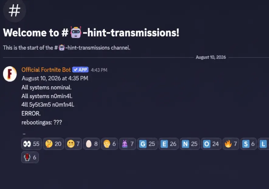 Fortnite Chapter 7 Season 4 hints in Discord