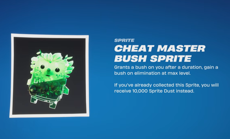 Fortnite: How to Get the Bush Sprite (Cheat Master Variant Included)