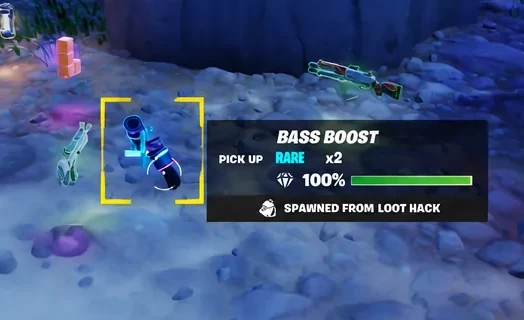 Bass Boost gloves on the ground in a match with the Pick Up prompt on screen