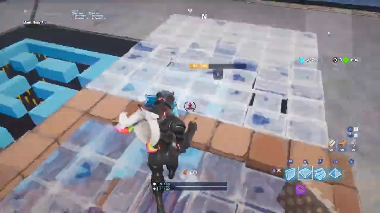 Translucent floor blueprint shown ahead of the player while placing a floor piece
