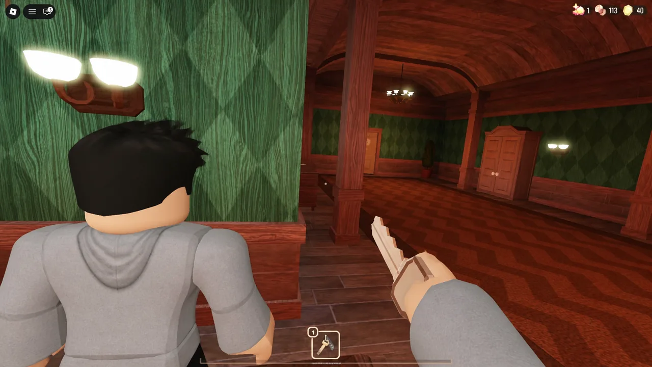 First-person DOORS gameplay moving through a corridor in the new subfloor