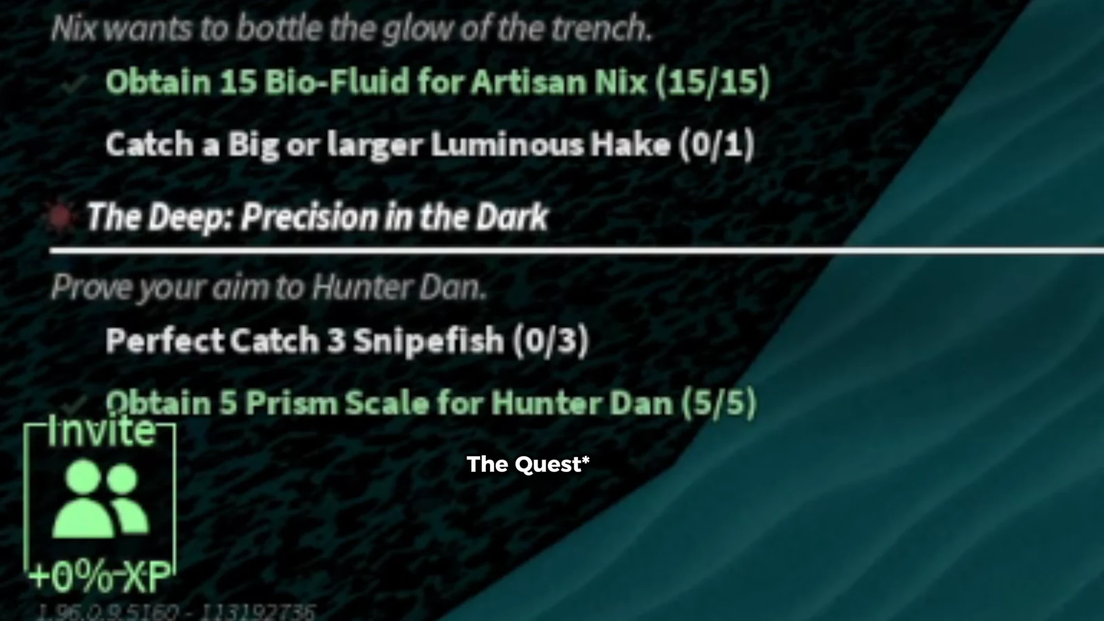 The quest tracker lists the perfect-catch and collection objectives for Hunter Dan's steps. Roblox / Fisch.