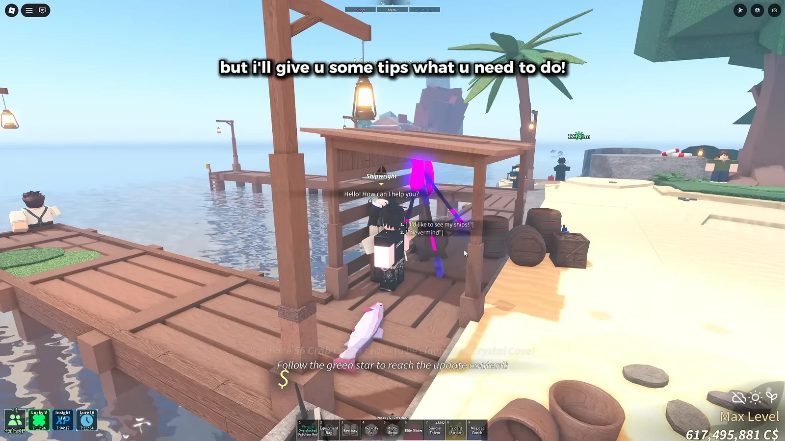 Shipwright dialogue box with the option to view your ships in Fisch
