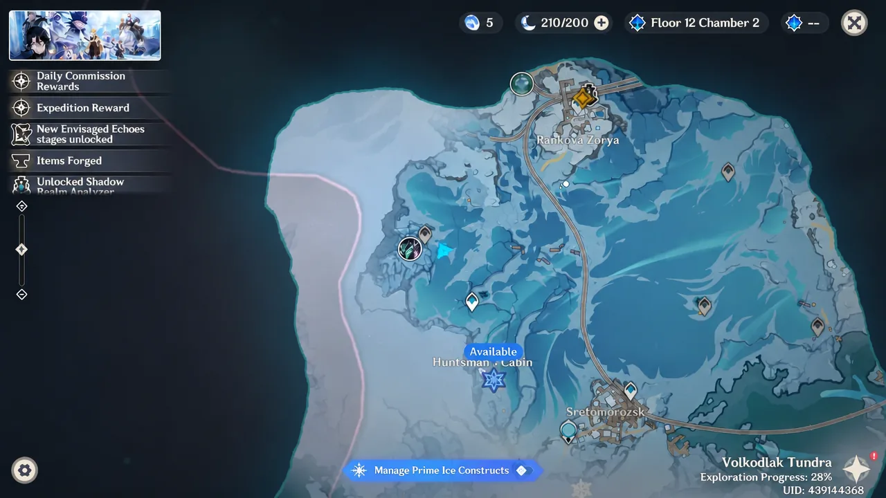 Volkodlak Tundra map showing the boss location