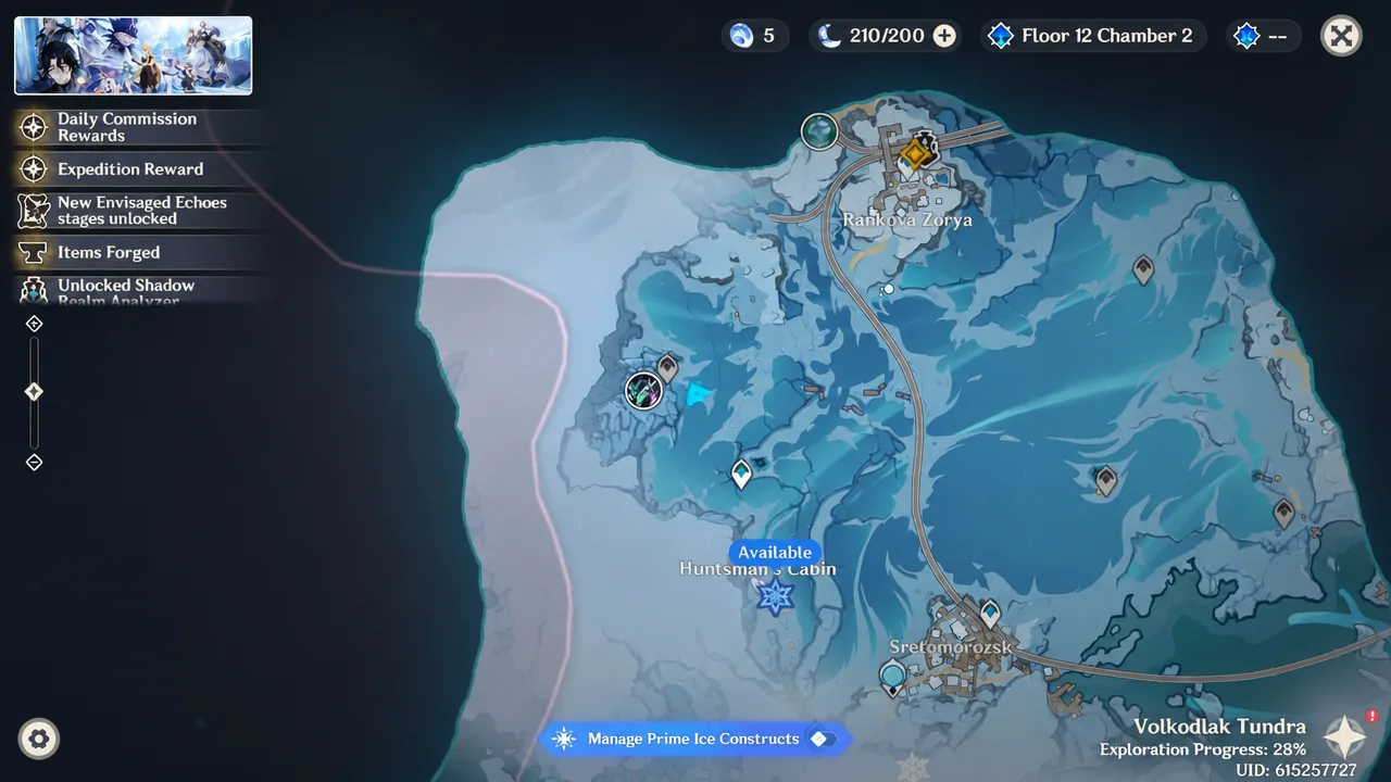 Volkodlak Tundra map showing the boss location