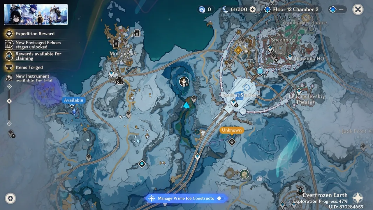 World map showing the boss objective highlighted