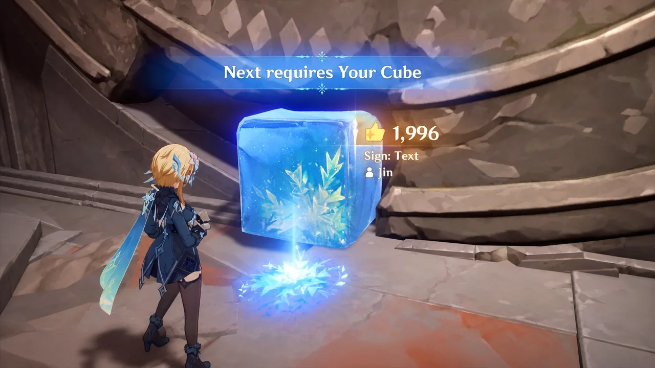 Blue cube interaction placed under the wall dial
