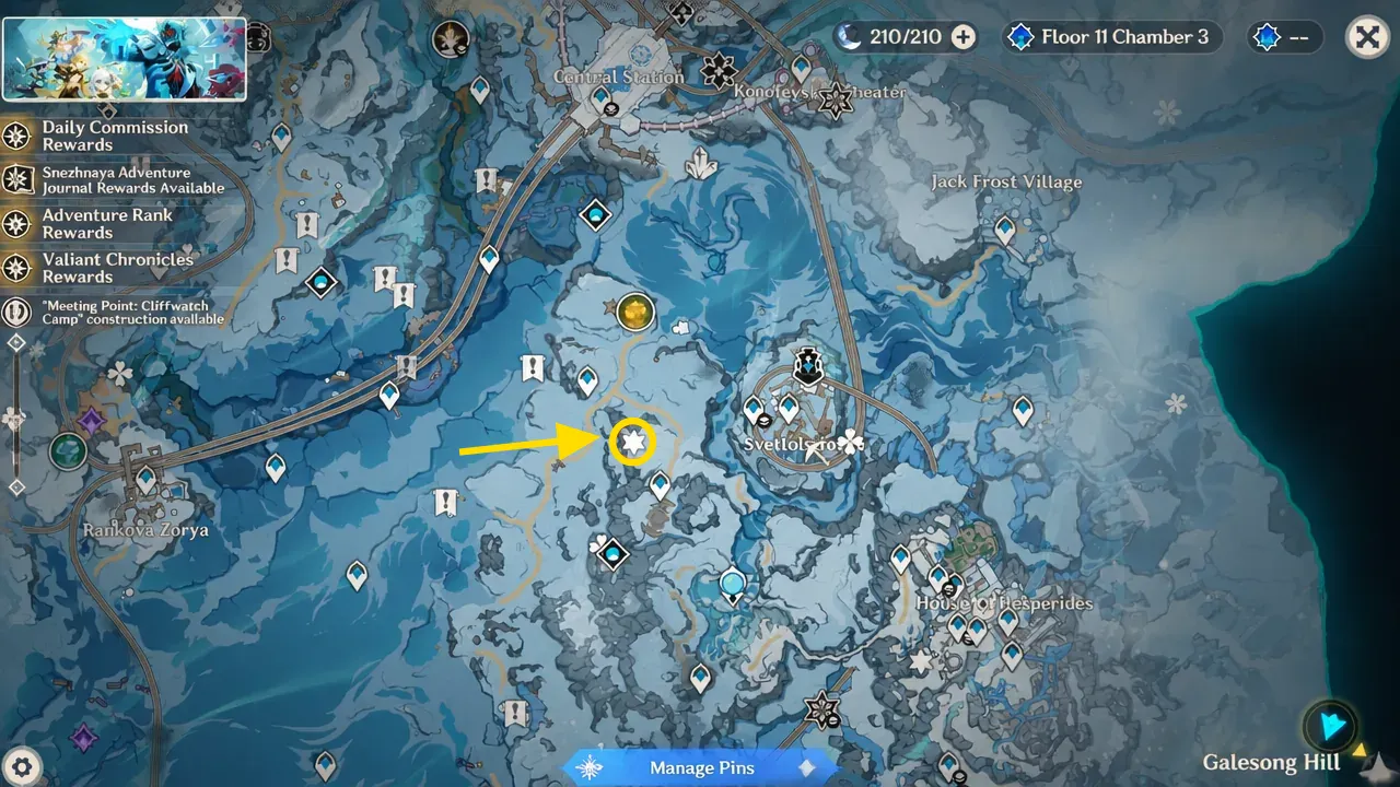 Snezhnaya Shrine of Depths Location 1 In Genshin Impact