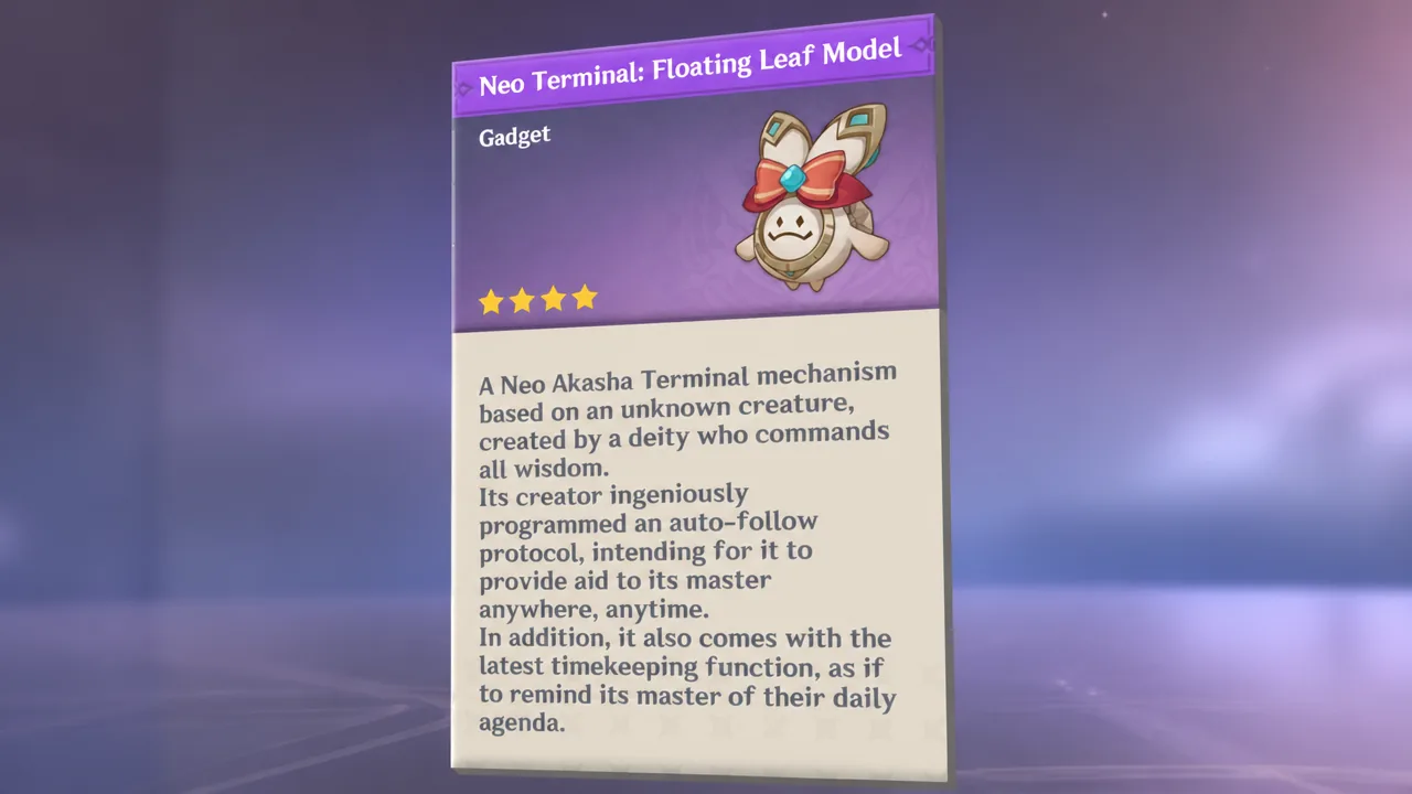 Neo Terminal: Floating Leaf Model gadget pet item card