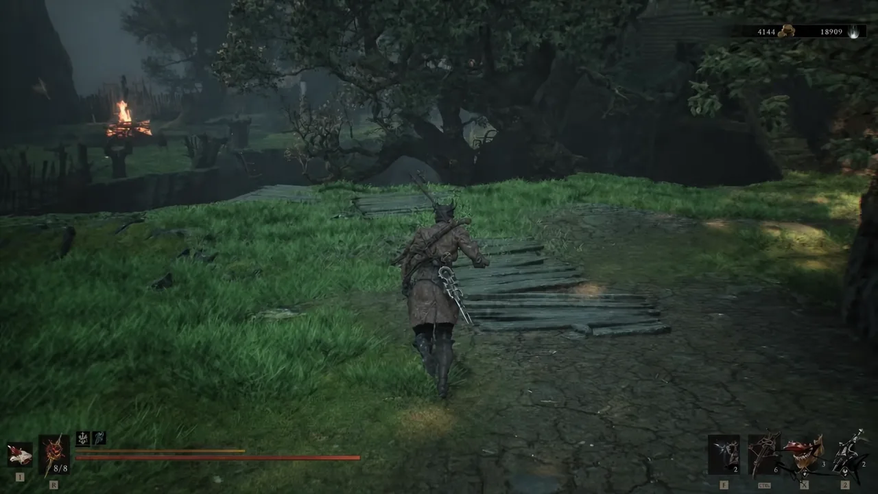 Player character sprinting along a forest path with the HUD visible while working through 20 enemy kills
