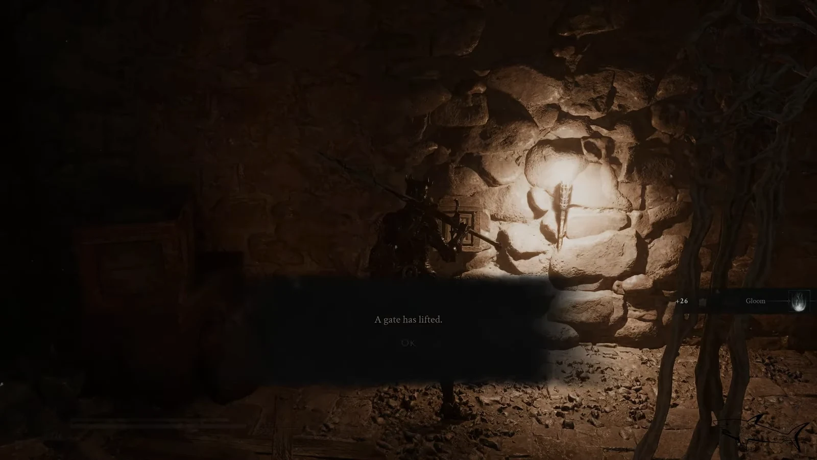 Notification box reading A gate has lifted with an OK prompt