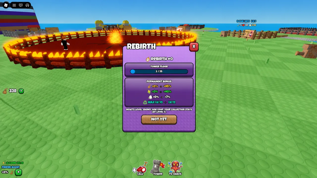 The Rebirth menu showing floor progress and a locked button