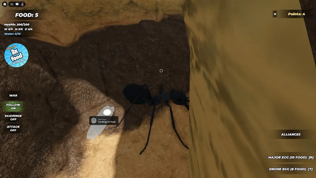 The Shed Wings prompt, which grants +5 Food when you press E. Image credit: sebcaddy1 / via @ItsChalls