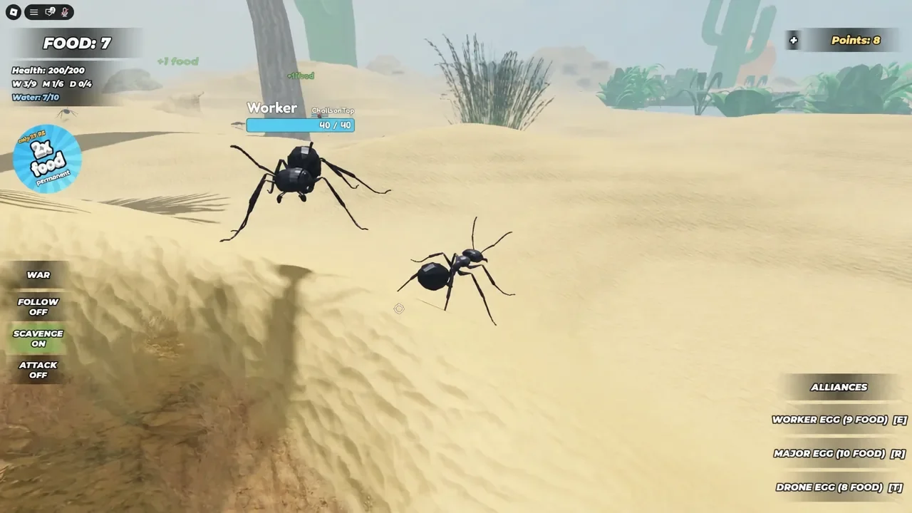 A Worker with SCAVENGE ON as the water meter drops to 7/10, a cue to visit the oasis. Image credit: sebcaddy1 / via @ItsChalls
