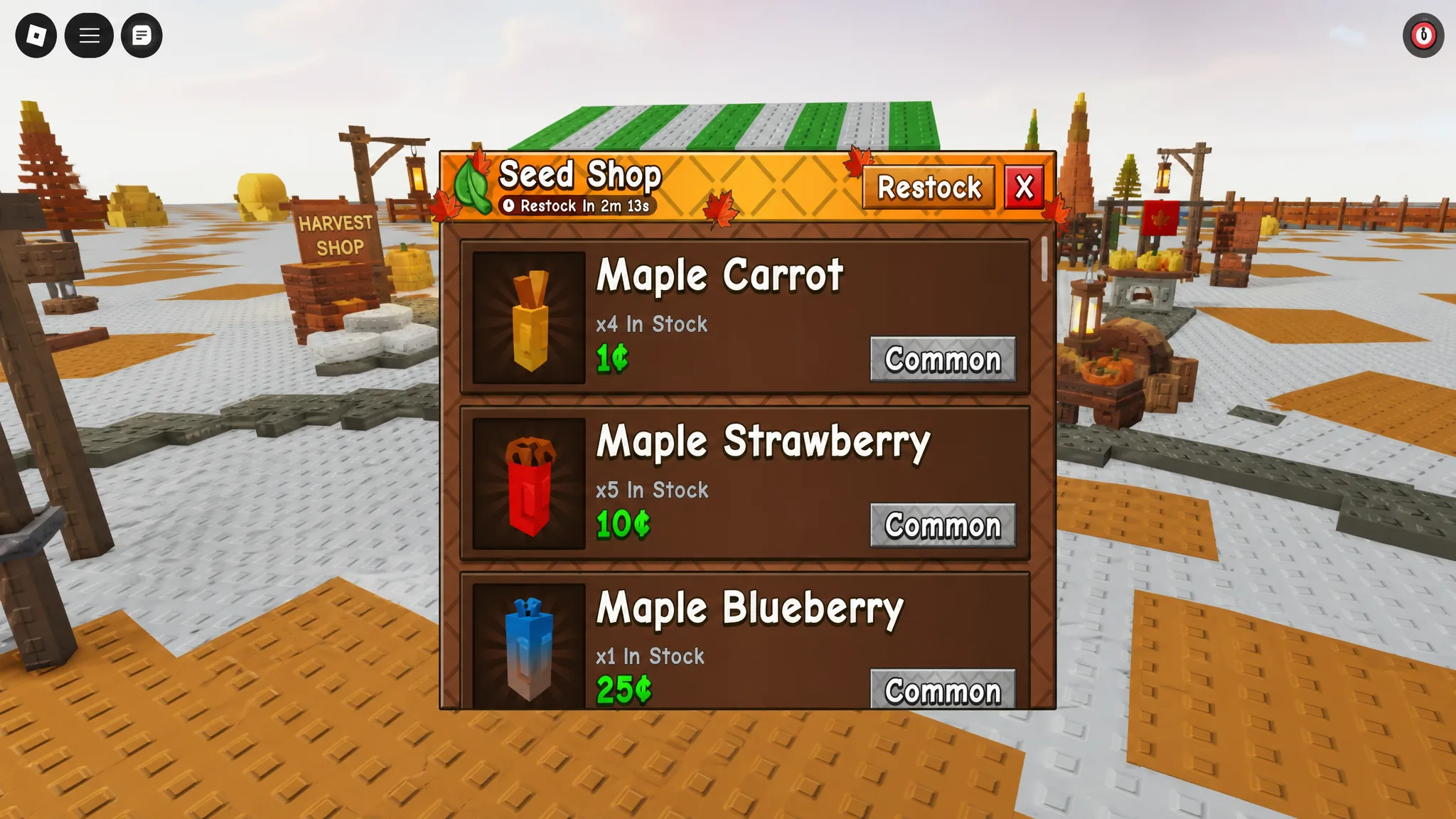 fall harvest world prop shop