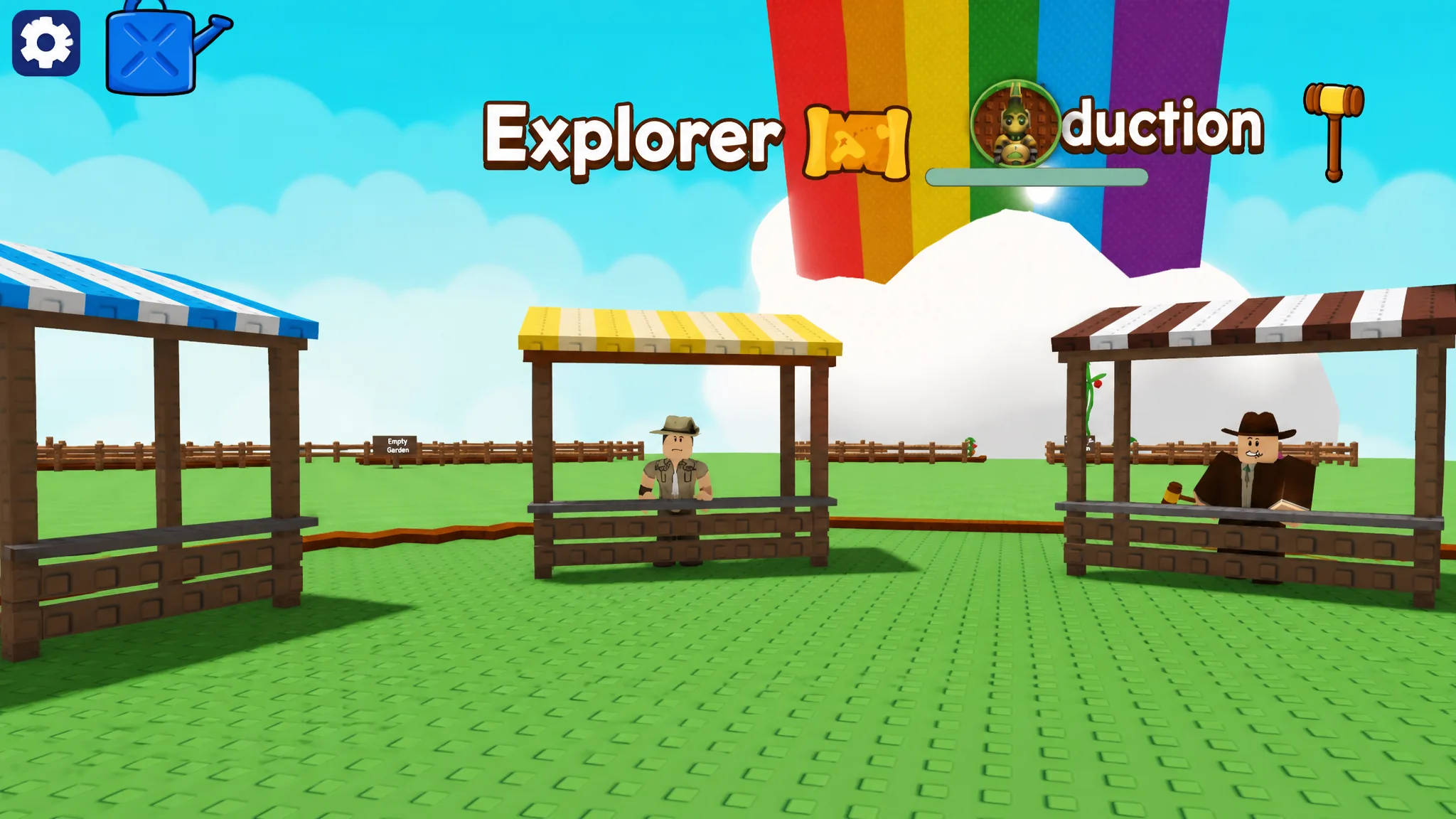 Explorer Stand where you can teleport to the Fall Harvest World in Grow A Garden 2