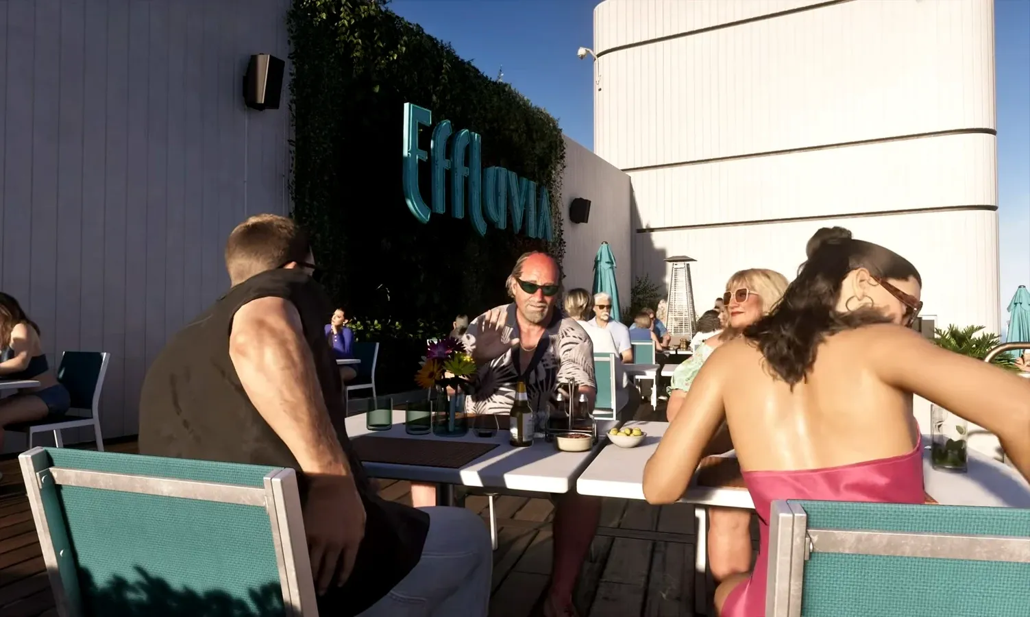 Jason and Lucia interacting, with an on-screen indicator of their relationship status