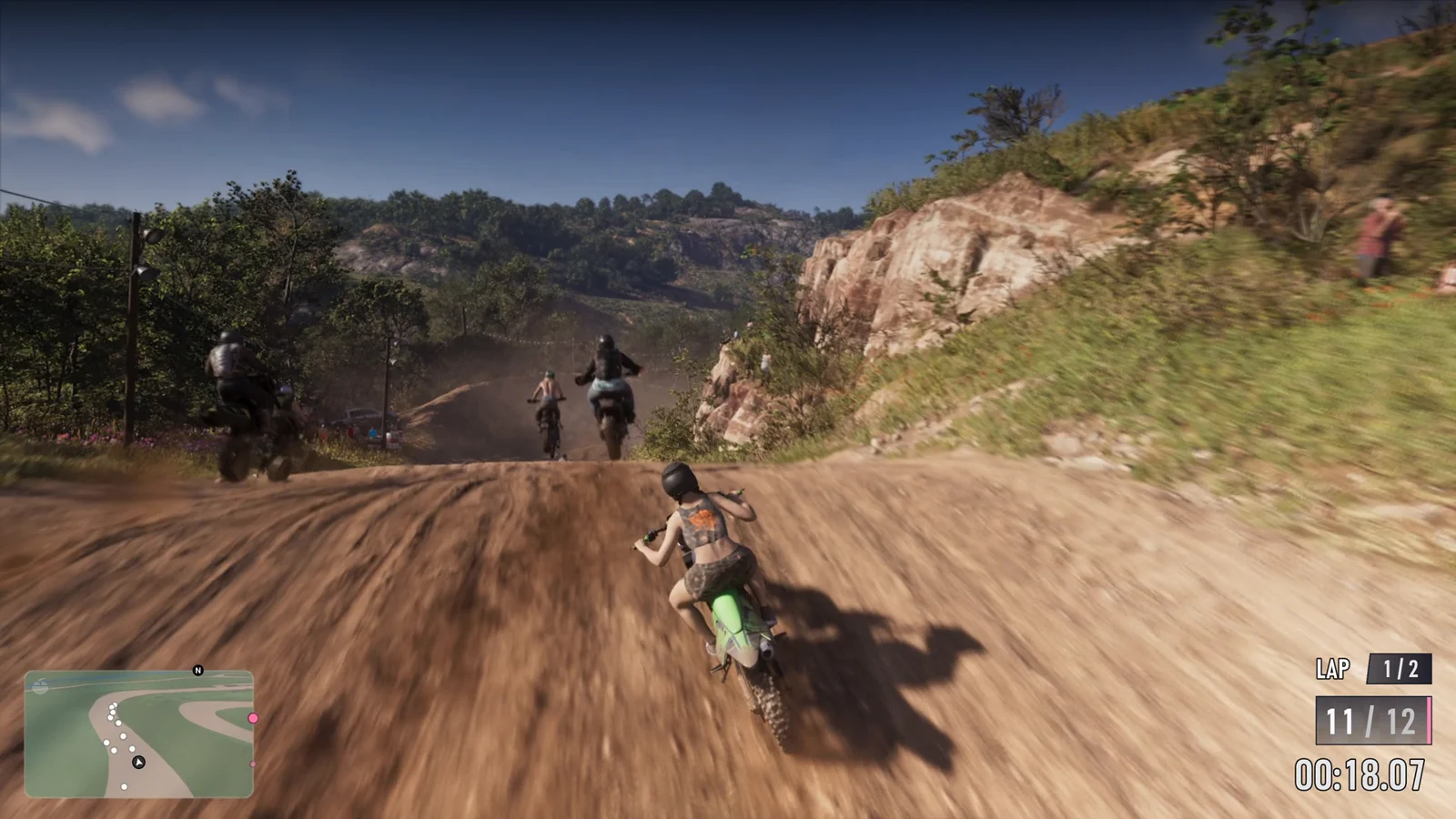 Motocross race with lap counter and position HUD in GTA 6