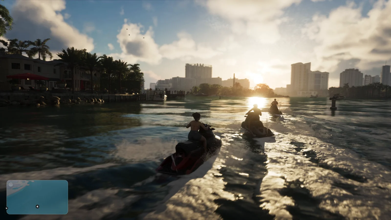 Jet-ski convoy at sunset in GTA 6