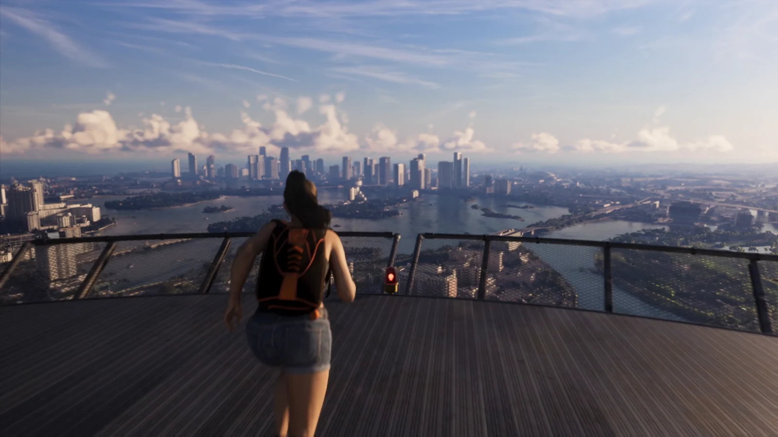Observation deck overlooking the bay before a skydive in GTA 6