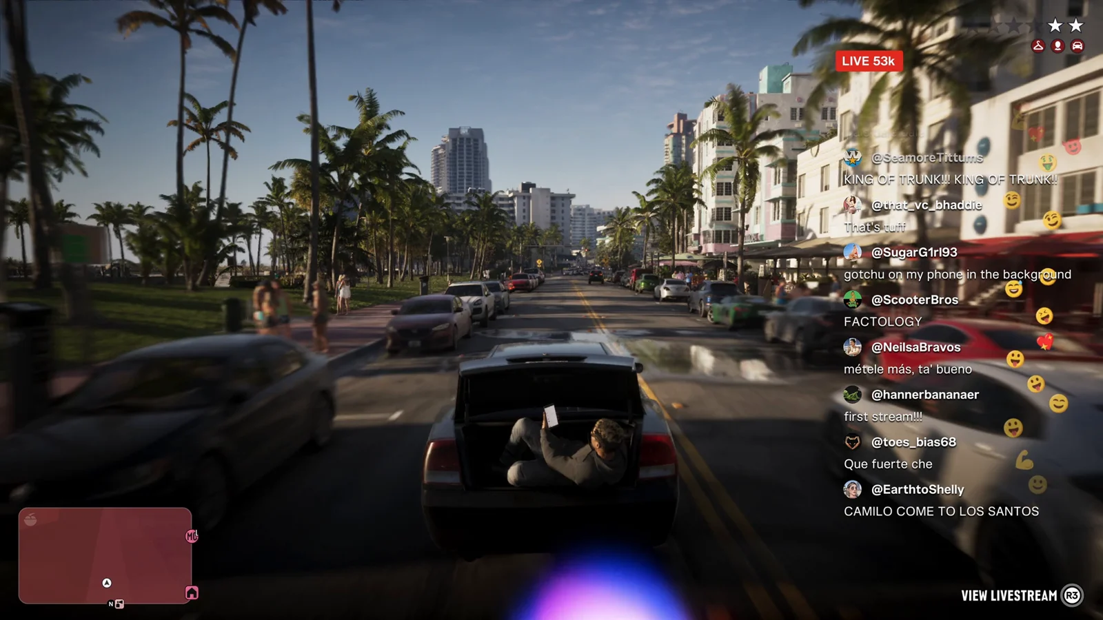 View Livestream R3 prompt with scrolling chat in GTA 6