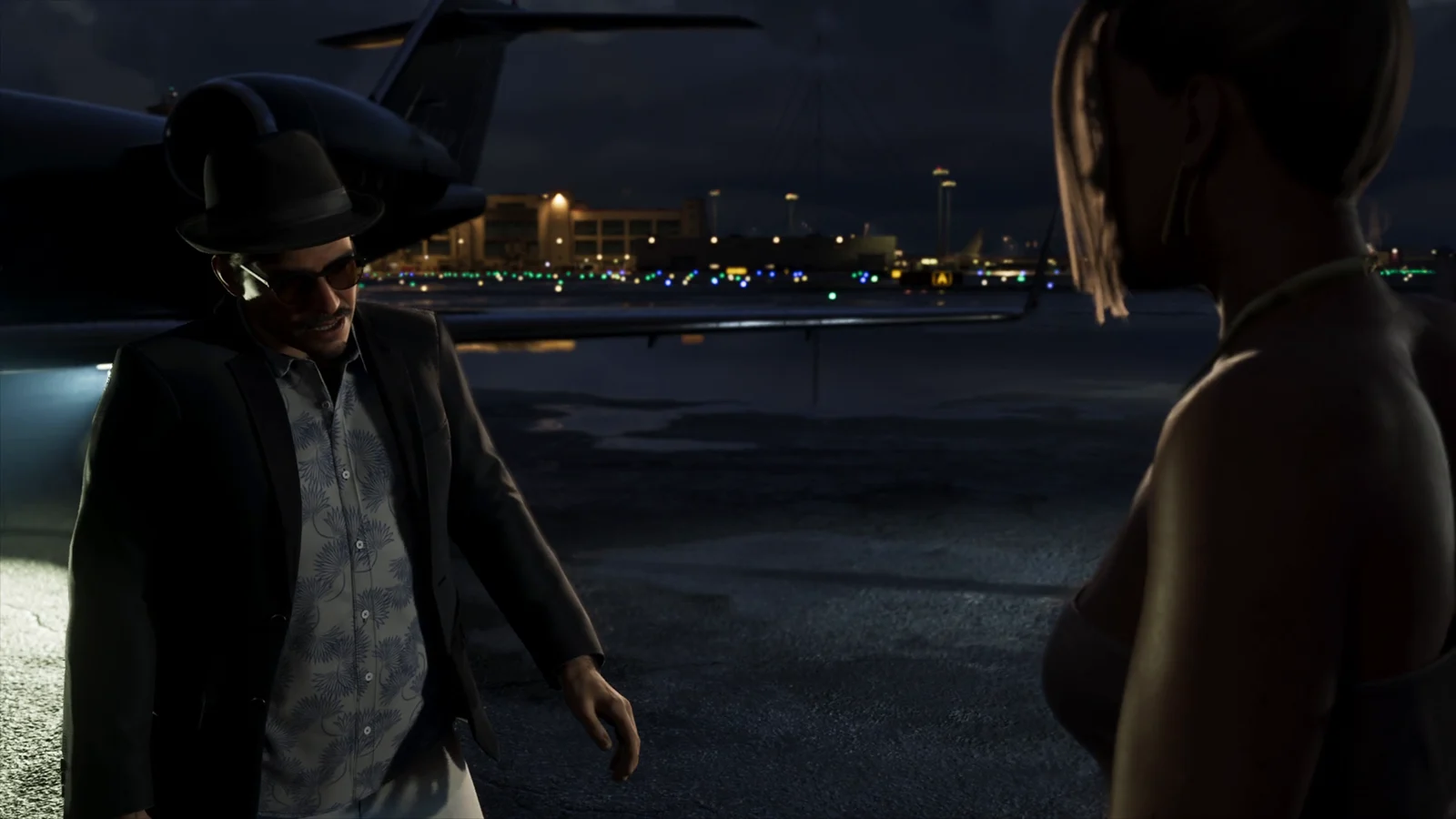 Private jet on the night tarmac in GTA 6