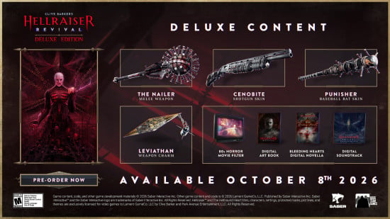 Deluxe Edition packaging art for Clive Barker's Hellraiser: Revival showing its bonus in-game items