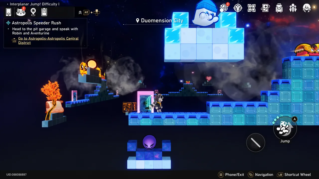 Quest panel directing the player to travel to Astropolis Central District