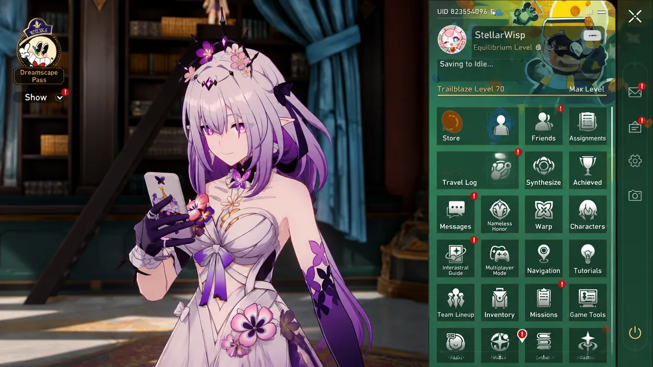 Honkai Star Rail main menu with player profile