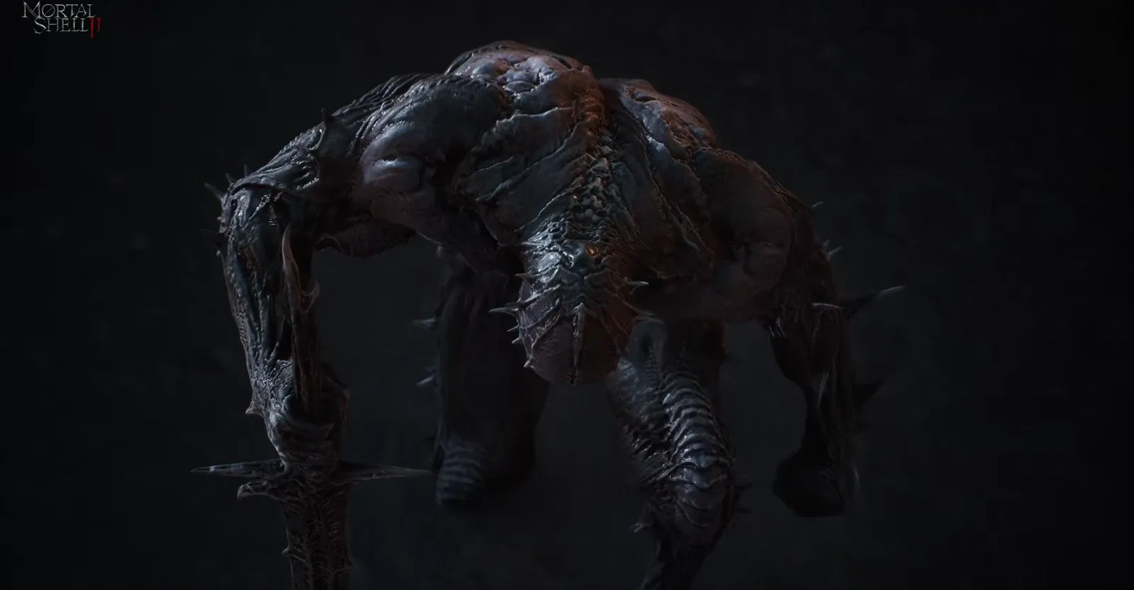 Malborn Offspring rises with its massive sword as the boss cutscene begins