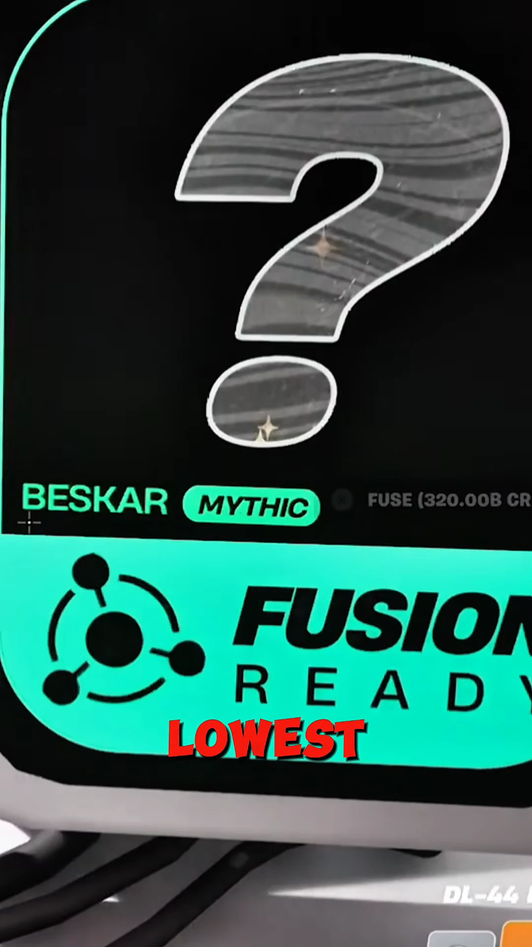 Fusion screen showing a Beskar Mythic droid marked Fusion Ready with the FUSE button visible