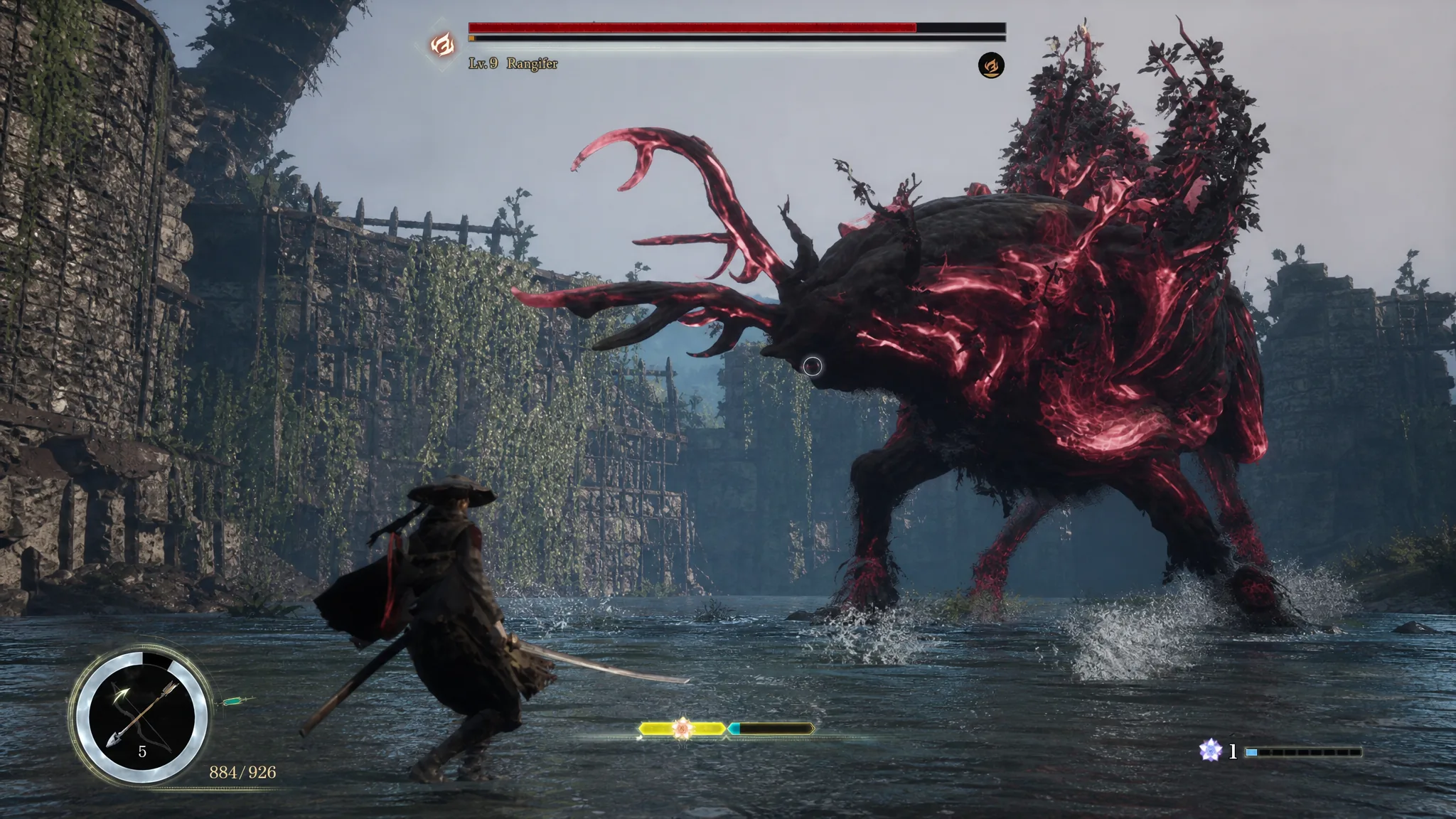 Emma is shown preparing to parry Rangifer's sweeping horn attack in Beast of Reincarnation