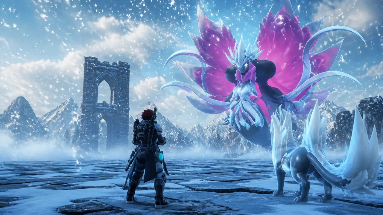 Bellanoir Libero freezing the arena as it transitions to its Ice form near low HP