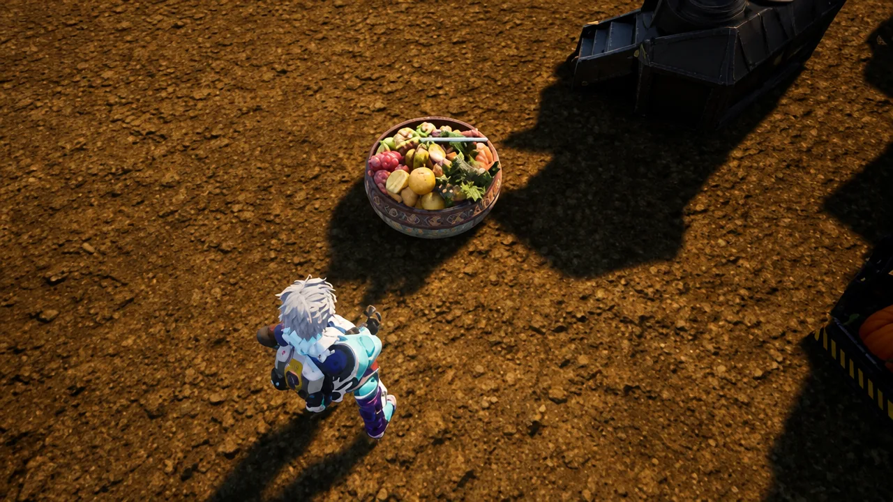 Player approaching a Feed Box filled with food so the raid party can eat before the fight