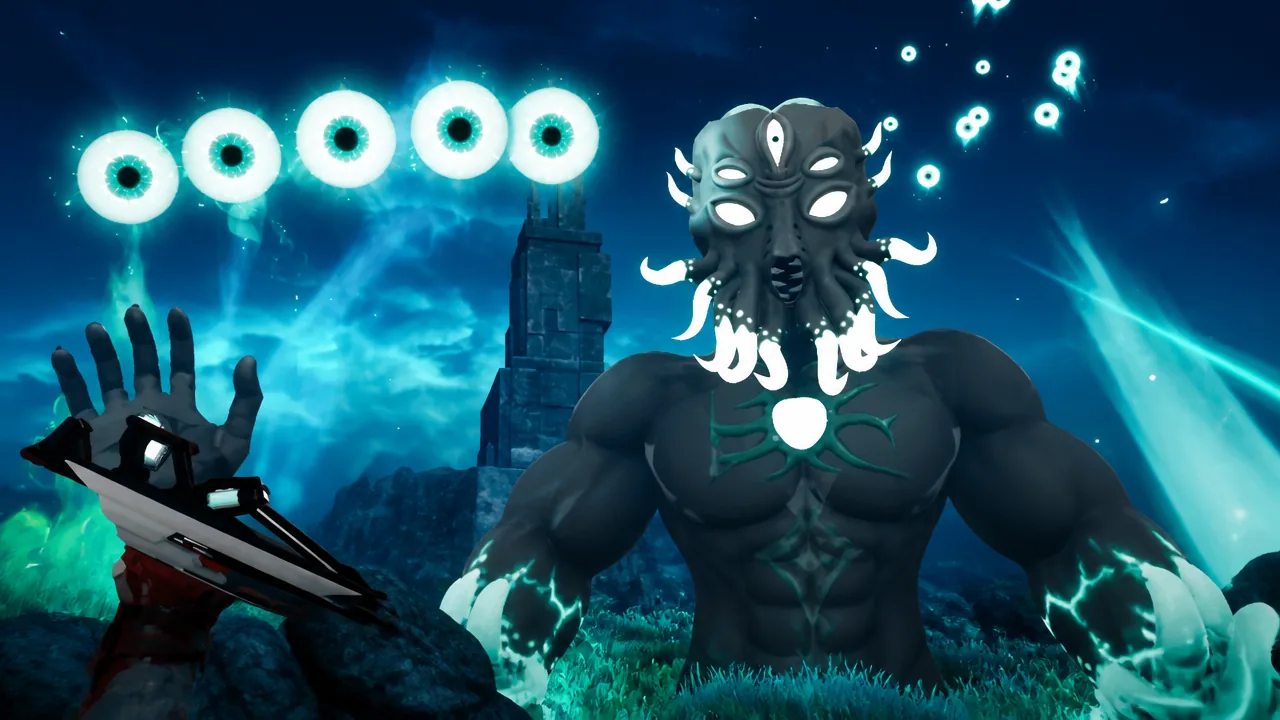 Moon Lord towering over a player's base at the start of the Master raid
