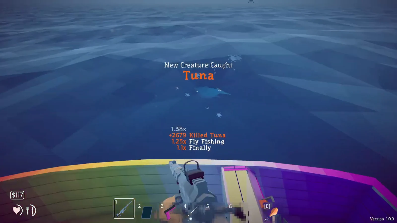 New Creature Caught notification confirming the Tuna was added to the collection