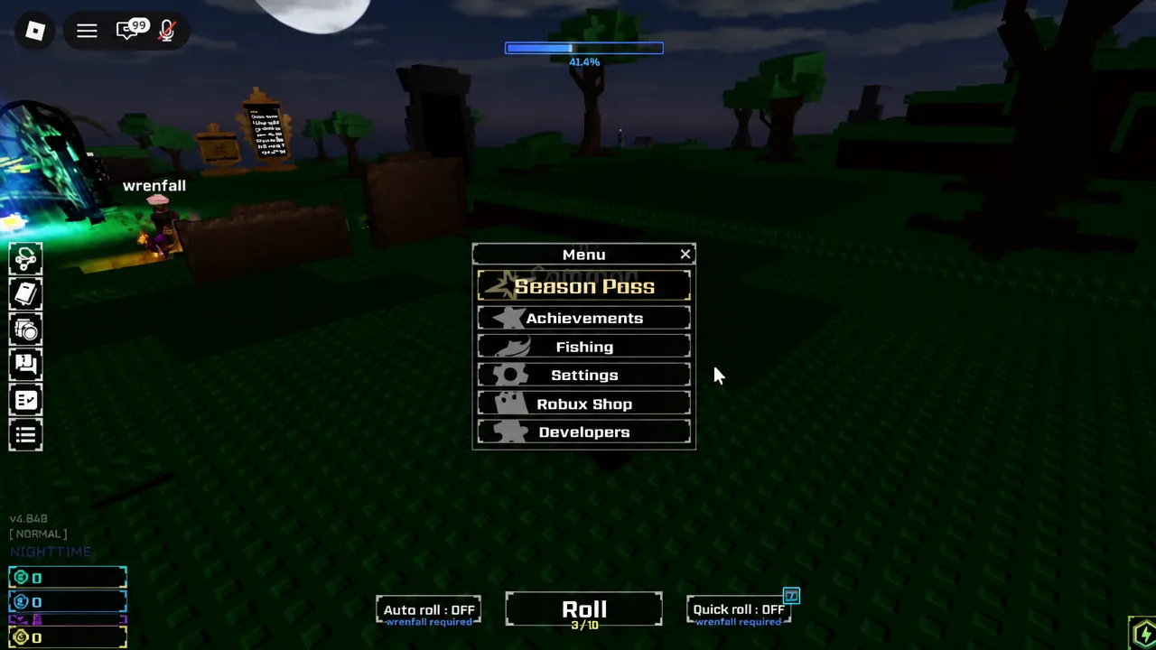 Menu list with Season Pass at the top and Settings further down