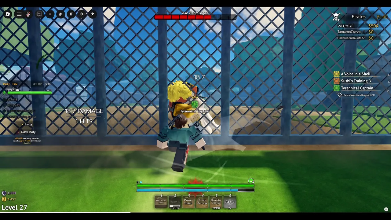 The Tyrannical Captain enemy highlighted on screen as the player continues attacking
