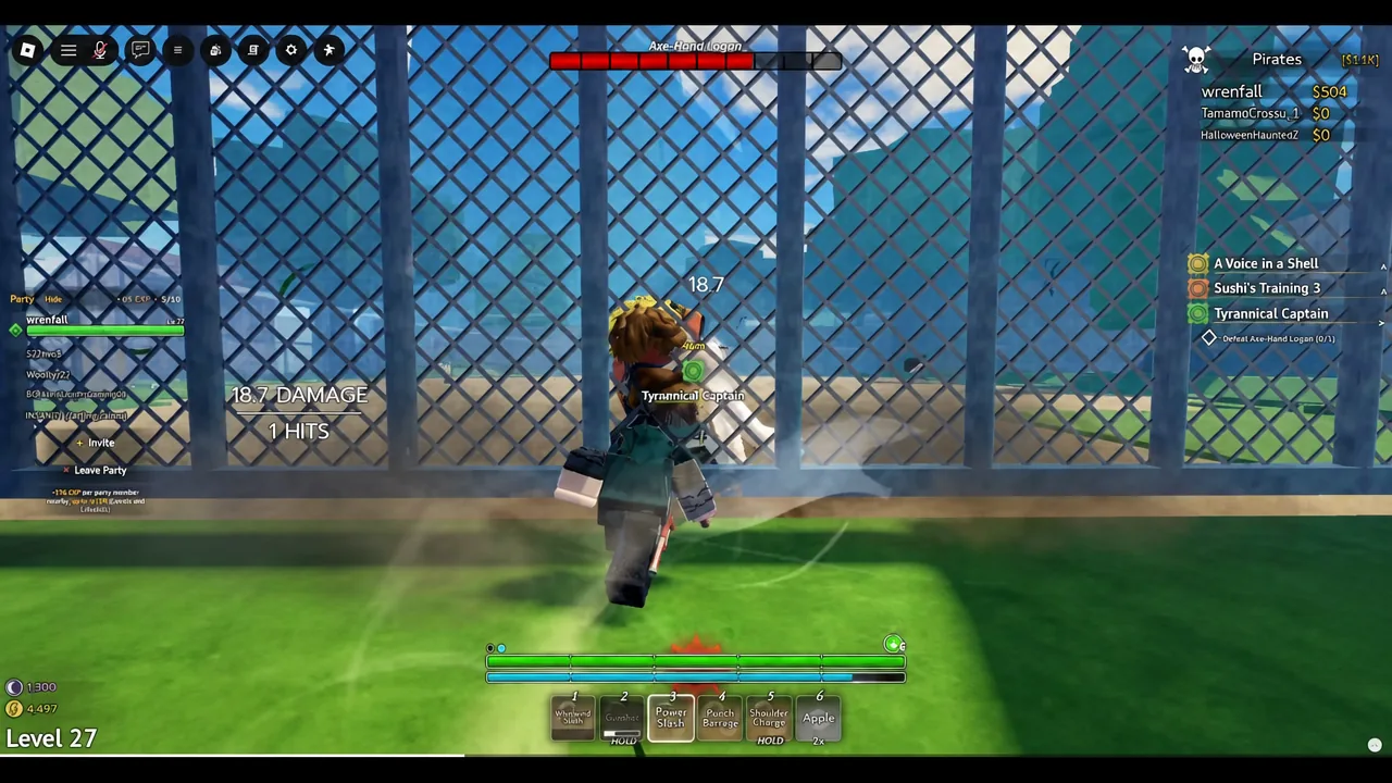 Axe Hand Logan health bar draining while the defeat objective stays on screen