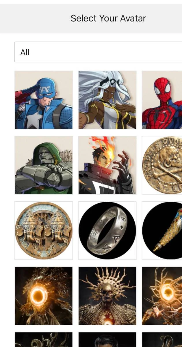 A selection of Marvel Tokon: Fighting Souls PlayStation avatars