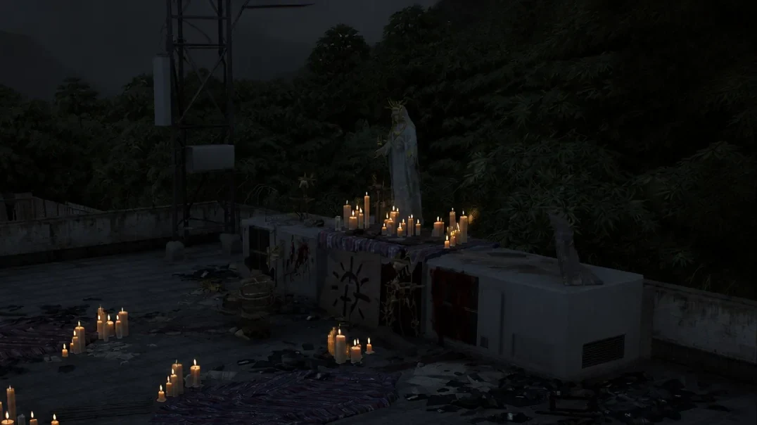 Cultist praying on the balcony shrine