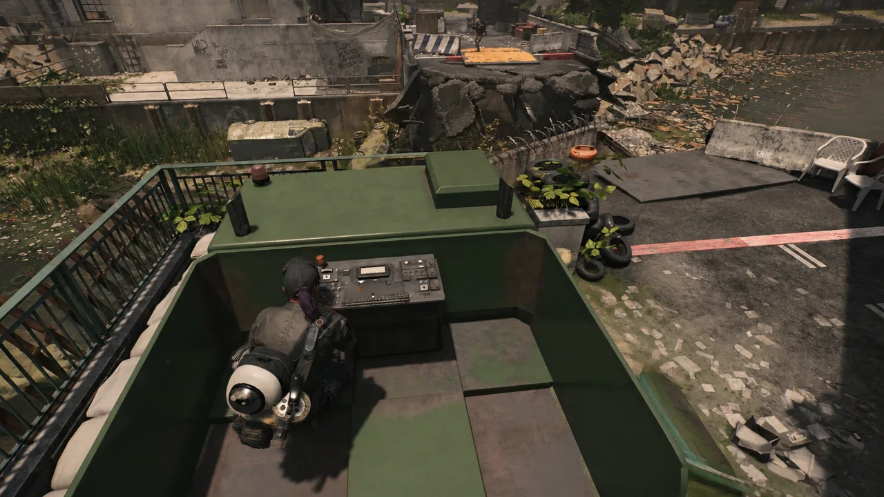 Player operating a rooftop vehicle control panel