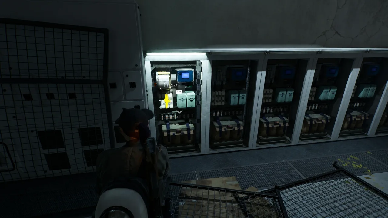 Interact prompt over a wall-mounted supply locker